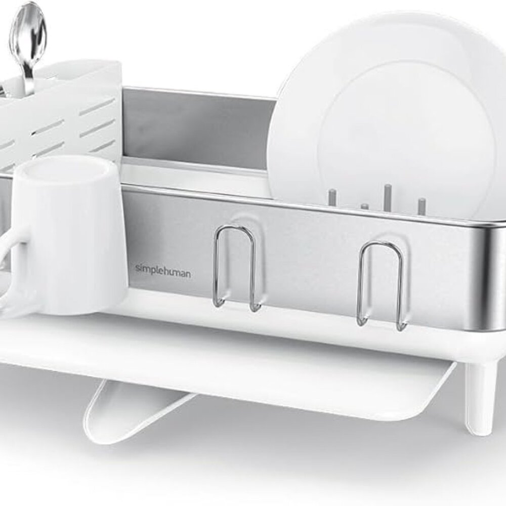 BRAND NEW IN BOX Simplehuman Stainless Steel Frame Dish Rack WHITE Simple Human